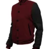 Maroon and Black Varsity Jacket Front