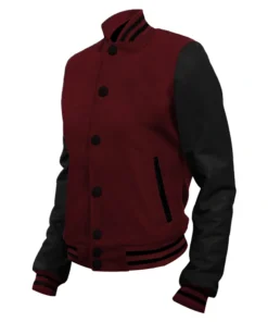 Maroon and Black Varsity Jacket Front