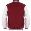 Maroon and White Letterman Jacket Back