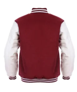 Maroon and White Letterman Jacket Back