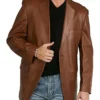 Men Richard Brown Classic Leather Blazer Sport Coat Main