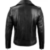 Men's Black Belted Moto Leather Jacket Back