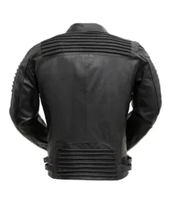 Mens Black Brooklyn Leather Biker Jacket Back