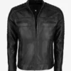 Mens Black Cafe Racer Leather Jacket Main