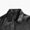 Mens Black Leather Motorcycle Jacket Collar