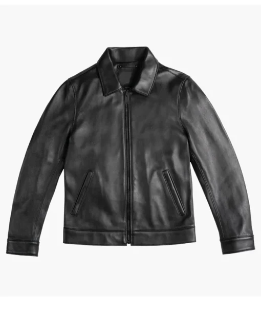 Mens Black Leather Motorcycle Jacket Main