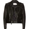 Men's Black Shiny Asymmetrical Closure Biker Jacket Zipper