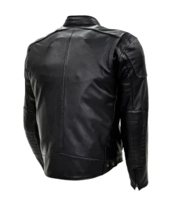 Men's Black Street & Steel Leather Stylish Jacket Back