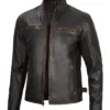 Men's Dark Brown Cafe Racer Leather Jacket Main