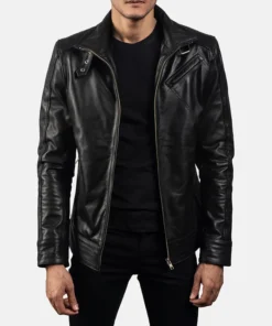 Mens Legacy Black Leather Biker Jacket Main