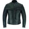 Mens Premium Cafe Racer Leather Motorcycle Jacket with Zipper Cuffs