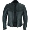 Mens Premium Cafe Racer Leather Motorcycle Jacket with Zipper Main