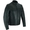 Mens Premium Cafe Racer Leather Motorcycle Jacket with Zipper Side