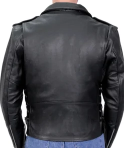 Men's Stylish Black Leather Moto Jacket Back