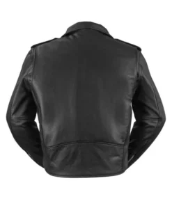 Men’s Superstar Motorcycle Black Leather Biker Jacket Back