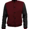 Mens and Womens Highschool Maroon and Black Varsity Jacket