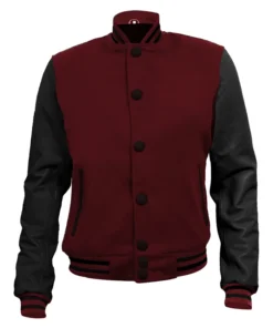 Mens and Womens Highschool Maroon and Black Varsity Jacket