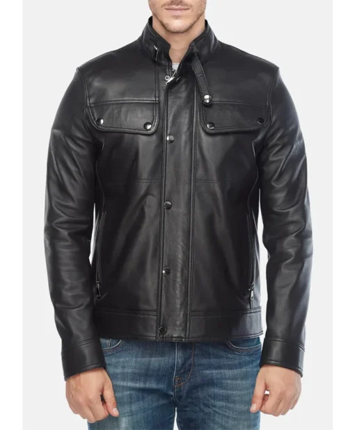 Michael Black Leather Moto Jacket