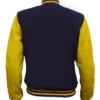 Navy and Yellow Varsity Jacket Back