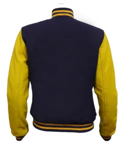 Navy and Yellow Varsity Jacket Back