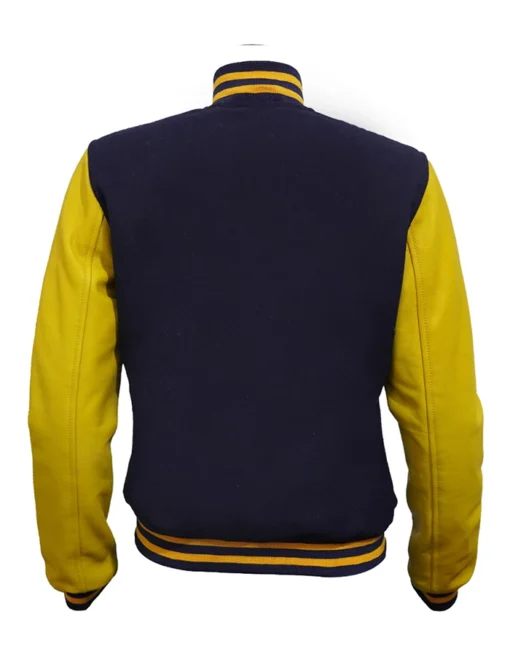 Navy and Yellow Varsity Jacket Back