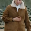 Niamh Algar Playing Nice Brown Coat For Women