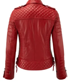 Oberon Red Leather Biker Jacket Back