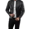 Order Arthur Casual Cafe Racer Black Leather Jacket