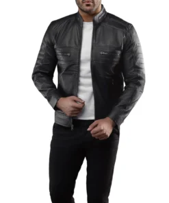 Order Arthur Casual Cafe Racer Black Leather Jacket