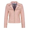 Pink Leather Biker Jacket Womens Main