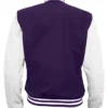 Purple and White Varsity Jacket Back