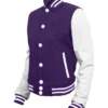 Purple and White Varsity Jacket Front