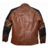 Quilted Shoulder Leather Brown Motorcycle Street Jacket Back