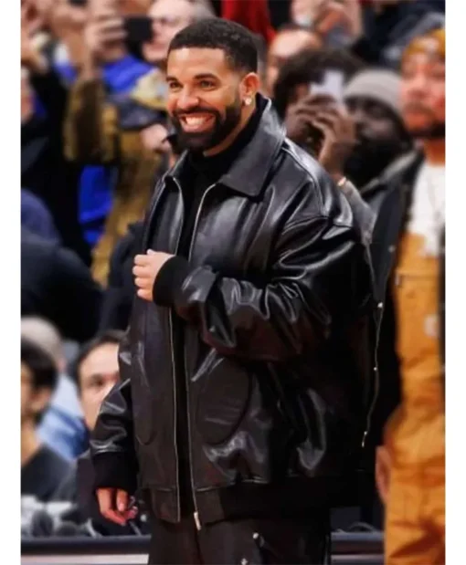 Raptors VS Warriors Game Drake Leather Jacket - Image 2