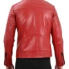 Red Mens Cafe Racer Leather Quilted Jacket Back