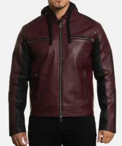 Robert Distressed Burgundy Leather Jacket