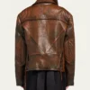 Rusty Style Brown Vintage Leather Biker Jacket Back