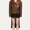 Rusty Style Brown Vintage Leather Biker Jacket Front