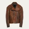 Rusty Style Brown Vintage Leather Biker Jacket Main