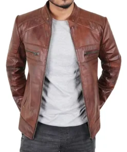 Samuel Mens Slim Fit Brown Leather Jacket