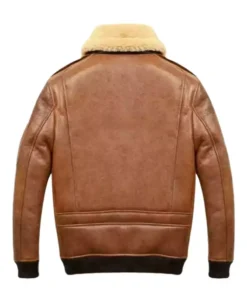 Samuel Tan Brown Shearling SF Bomber Leather Jacket Back