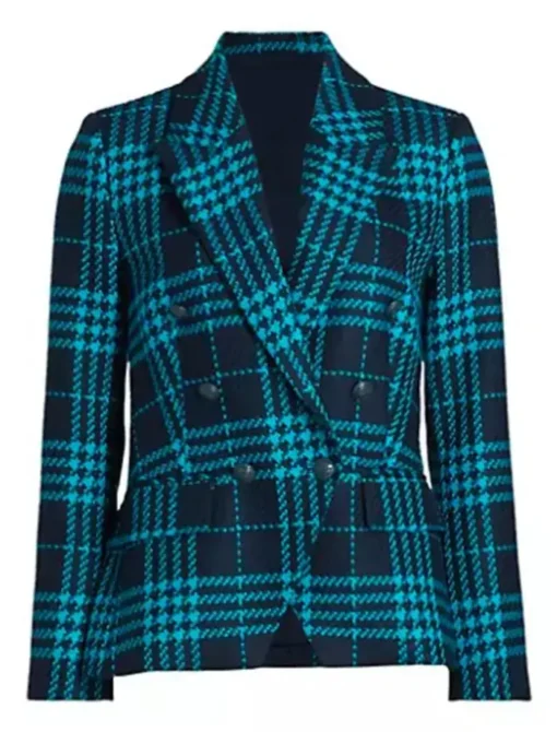 Sara Bareilles Girls5eva Sara Bareilles Wool Plaid Blazer Front