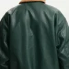 Shop Cheryl Bryant Green Leather Aviator Jacket