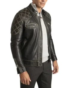 Shop George Black Vintage Cafe Racer Leather Jacket