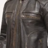 Shop Jimmy Distressed Vintage Brown Leather Jacket