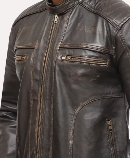 Shop Jimmy Distressed Vintage Brown Leather Jacket