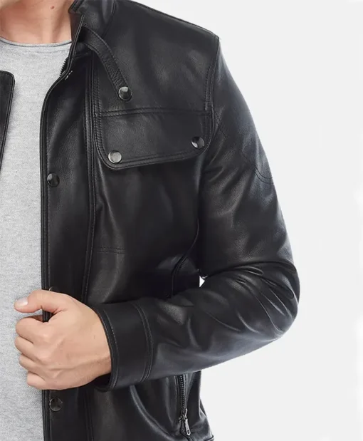 Shop Michael Black Leather Moto Jacket