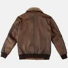 Skyline Brown Leather Bomber Jacket Back