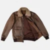 Skyline Brown Leather Bomber Jacket Main