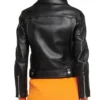 Slim Fit Belted Black Motorcycle Jacket For Women Back